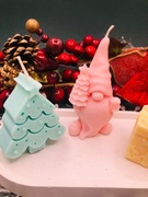 Zestaw świec świeczek na gipsowej podstawce krasnal prezent choinka