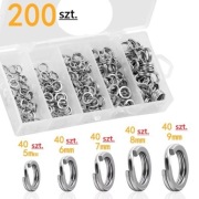 Stalowe mocne kółeczka wędkarskie 5 rozmiarów. 200 szt.