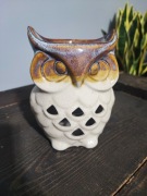 Ciekawy świecznik kominek sowa Vintage