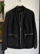 Czarna kurtka skórzana skóra naturalna nubuk biker leather jacket 42