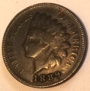 USA - 1 cent 1889 r. - Głowa Indianina - Brąz