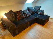 Kanapa z poduszkami rozkładana czarna 