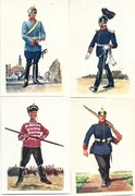 Karteczki: Husaren-Reg. 5, Gren-Reg. 4, Dragonen-Reg. 1, Inf.-Reg. 21