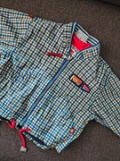 Kurtka wiatrówka dziecięca biało-niebieska kratka LEGO rozmiar 74