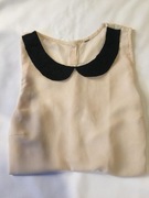 Delikatna bluzka bez rękawów, kołnierzyk z koronki