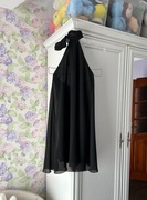 Sukienka halter Asos 34 XS czarna rozkloszowana zwiewna szyfonowa wiązanie