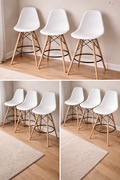 4 nowoczesne hokery / krzesła barowe – białe, styl skandynawski