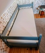 Łóżko 80x200 cm 2 łózka niebieskie błękitne dziecięce z materacem jak nowe