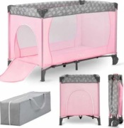 Łóżeczko turystyczne MoMi 65 x 125 cm odcienie róż