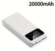 Powerbank 20000mAh Biały wyświetlacz Latarka 2x USB 2.0 USB-C MicroUSB