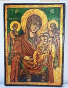 Rosyjska ikona prawosławna Matka Boska z Dzieciątkiem - ręcznie malow XIX w