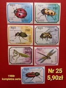 Znaczki fauna:25: owady- Kambodża 1988r **