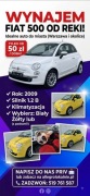 Fiat 500 do wynajęcia 1.2B klima. Biały lub żółty od 50zł/doba