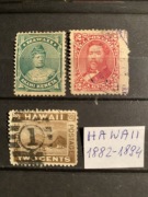 USA. HAWAII 1882-1894 kasowane 3 zn. 
