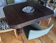 Piękny antyczny, rozkładany stół Art Deco - zdobiony