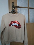 ITALIA ___ beżowa bluza print cekiny__ idealna ___36