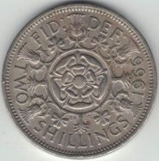 Wielka Brytania 2 szylingi two shillings (floren) 1966 - 28,4 mm - nr 4