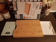 Deska do krojenia bambusowa Silvercrest + waga kuchenna + tacka ociekowa