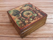 Drewniane pudełko/szkatułka - "Dalekie podróże"