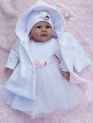 Odzież do CHRZTU-Płaszczy Sukienka Czapka Opaska 62r PERŁA