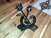 Dekoracja - metalowa podkowa z różą (czarna)