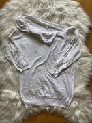 Bluzka damska Solar L biała rękaw 3/4 sweter z ozdobnym golfem