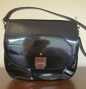 Torebka Batycki, średnia, czarna, z lakierowanej skóry