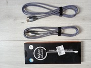 Kabel USB - USB typ C nylonowy szary 2m 
