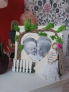 Ramka na zdjęcie dzień babci makrama boho ręcznie 