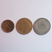 Monety Maroko 5 i 20 centymów 1974 i 1 dirham 1987