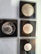 srebrne monety głowa kobiety 4szt.