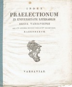 1826-27, INDEX  Praelectionium In Univ.Lit.Regia Varsaviensi