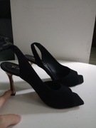 Sandały szpilka skóra nat zamszowa Nowe Karino