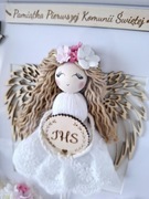 I Komunia Święta, makrama, prezent, aniołek, chrzestny, chrzestna, pamiątka