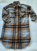 Długa ciepła kurtka koszulowa Only S w kratę