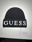 Guess czarna czapka zimowa z białym napisem r. L Oryginalna
