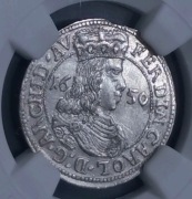 Węgry, 3 krajcary 1659 Hall , Ferdynand Karol NGC MS 61