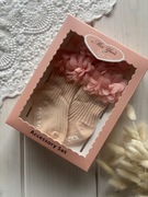 Czerwone skarpetki z opaską dla niemowlaka na sesję roczek wianek 0-6 6-12 