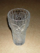 Wazon szklany, bezbarwny, sygnowany.