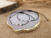 Bransoletka szczęścia z kamieni naturalnych kamień księżycowy czarna biała 