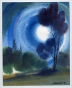 Pejzaż nocny z księżycem