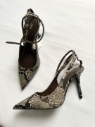 ZARA czółenka buty slingback obcas wężowy print zwierzęcy eko skóra NOWE 38