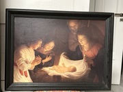 Narodziny. Wielki obraz-reprodukcja w drewnianej ramie. 