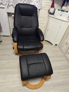 Fotel z masażem i z podnóżkiem uchylane oparcie. Jak nowy. 