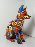 Figurka lis, mozaika rzeźba ręcznie malowana 18 cm