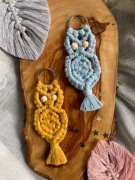  Breloczek sowa makrama Boho handmade chwost 