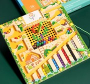 Drewniana tablica manipulacyjna Montessori - sorter kolorów i liczb
