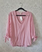 Bluzka H&M logg L wiązane rękawy 3/4 modal prążek paski nowa