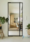 Drzwi szklane wahadłowe czarne szprosy LOFT - TIOMO