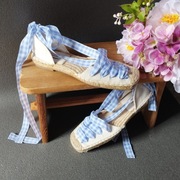 Nowe espadryle Stradivarius r. 38 kremowe błękitna kratka letnie buty